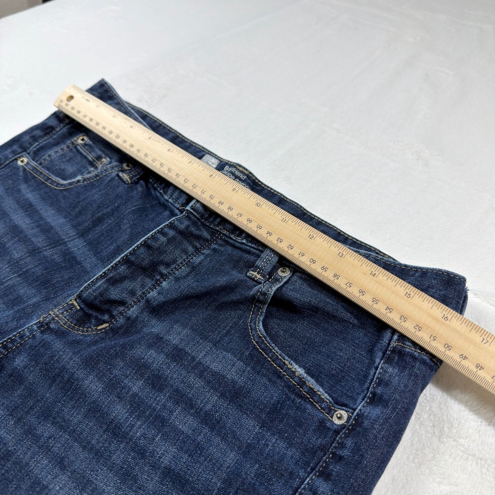 Mossimo Boyfriend Denim Shorts Womens 8 Dark Wash Blue Excellent Raw Hem Stretch - Picture 9 of 11